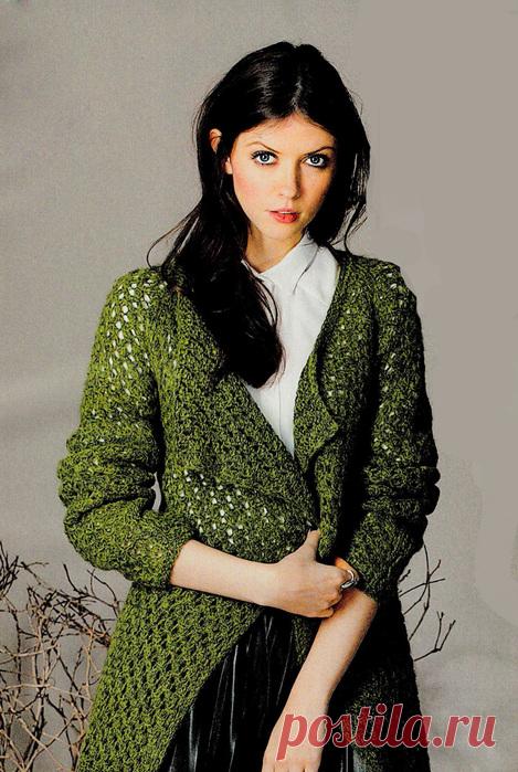 Элегантный жакет вязаный спицами. Ажурный жакет спицам с описанием. | Вязание для всей семьи