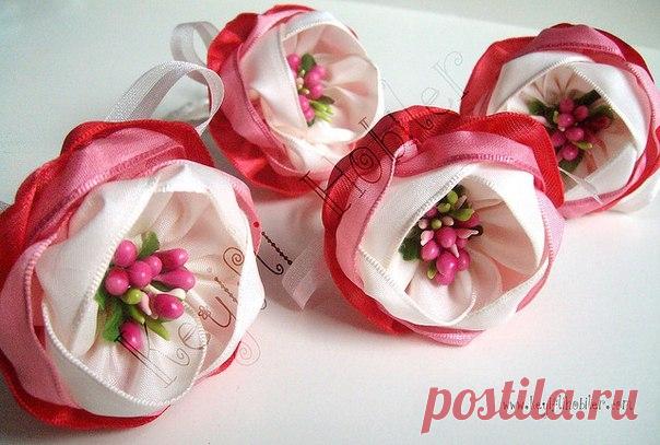 Нежные и роскошные цветы из ленты — Делаем руками