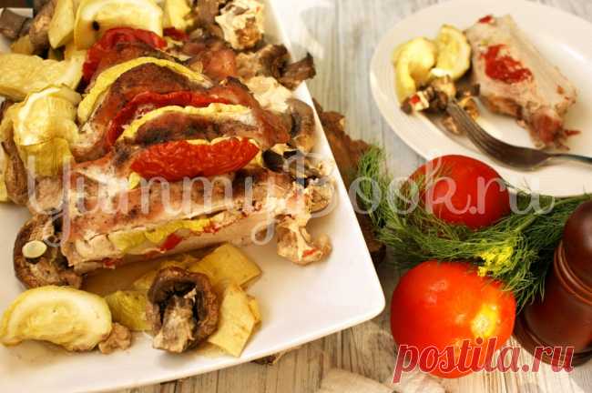 Свинина запечённая с овощами и грибами - пошаговый рецепт с фото