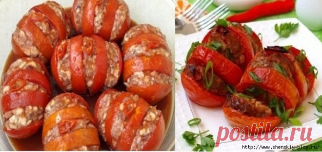 ЗАПЕЧЁННЫЕ ПОМИДОРЫ С МЯСОМ. БЕРИТЕ ПОМИДОРКИ ПОСПЕЛЕЕ И НАСЛАЖДАЙТЕСЬ КАЖДЫМ КУСОЧКОМ!