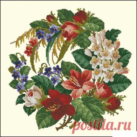 Вышивка крестом Цветочный венок. | Домоводство для всей семьи.