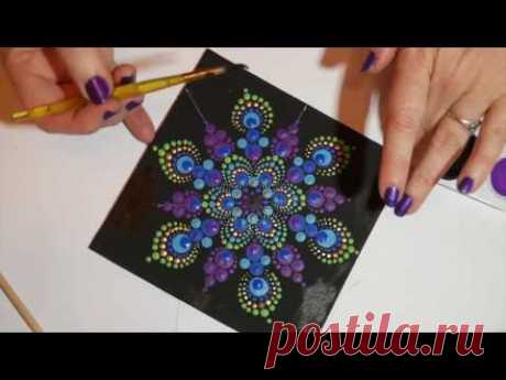 How to paint rock mandalas #6- Peacock design