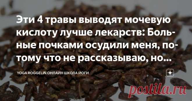 Эти 4 травы выводят мочевую кислоту лучше лекарств: Больные почками осудили меня, потому что не рассказываю, но есть причина Статья автора «Yoga Roggelin онлайн школа йоги» в Дзене ✍:  Под предыдущей статьей: После 50 
