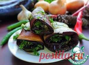 Баклажановые рулетики с чесноком и зеленью - кулинарный рецепт