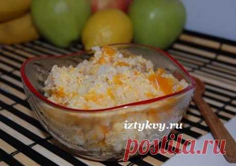 Рецепт запеченной молочной каши с рисом, тыквой, изюмом и яйцами