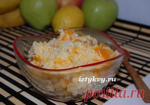 Рецепт запеченной молочной каши с рисом, тыквой, изюмом и яйцами