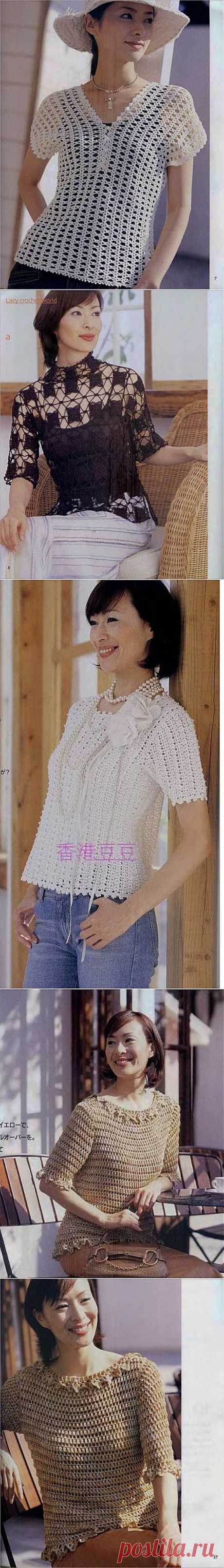 Ажурные летние кофточки, связанные крючком | Вязание крючком и спицами