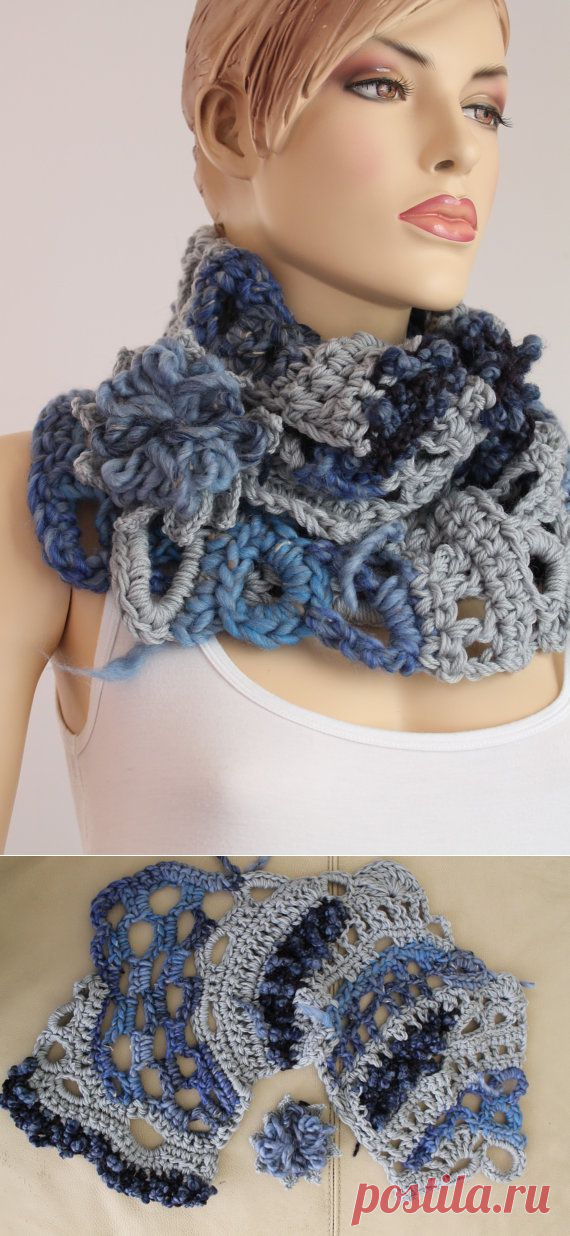 Crochet Chunky Scarf Capelet / Neck Warmer / от levintovich