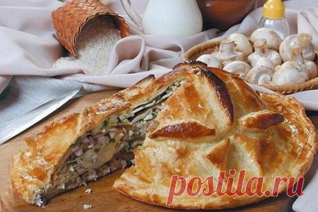 Слоеный праздничный пирог курник