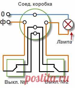 Схема подключения проходного выключателя с 2-х и 3-х мест