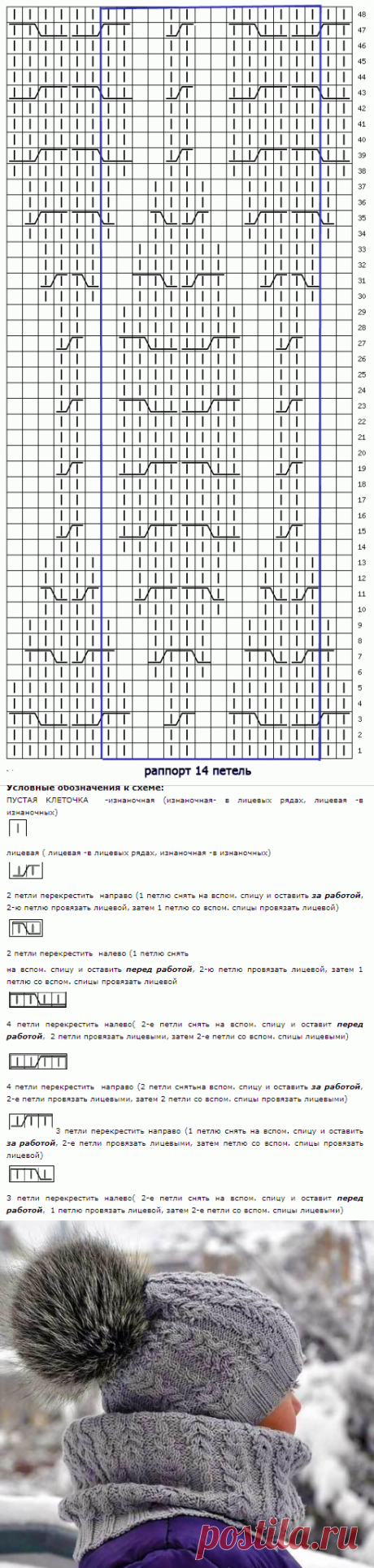 Шапка спицами от Натальи Пелых со схемой | Вязание Шапок - Модные и Новые Модели