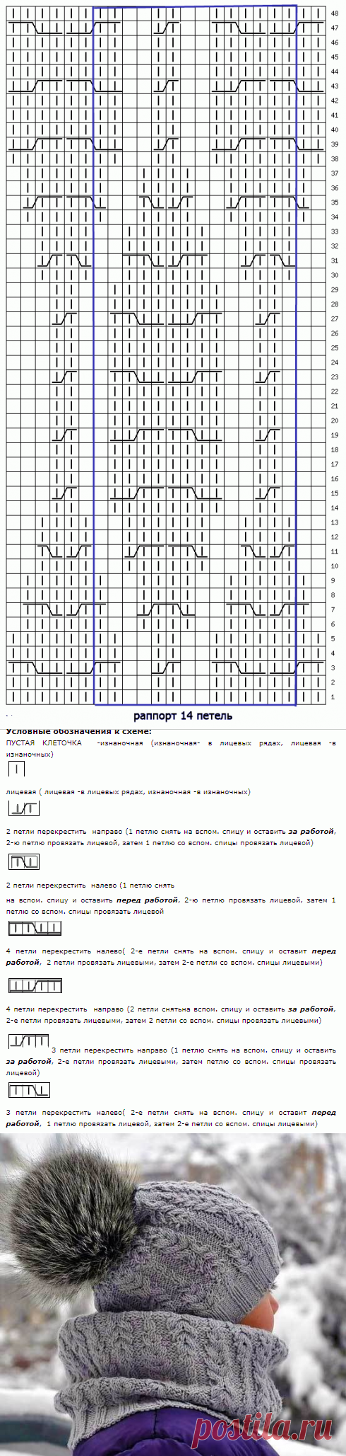 Шапка спицами от Натальи Пелых со схемой | Вязание Шапок - Модные и Новые Модели