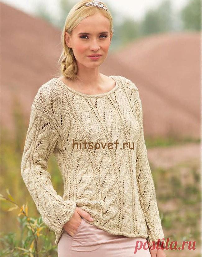 Пуловер с косами спицами - Хитсовет