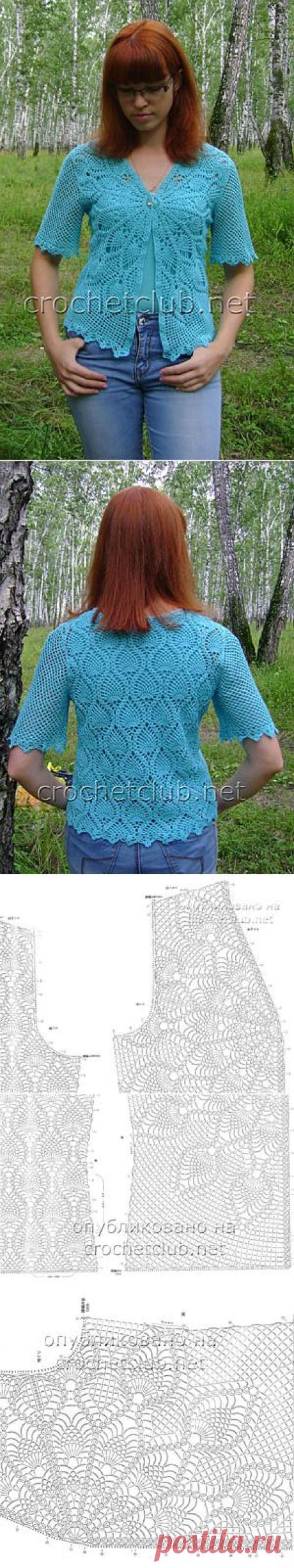 Кофточки с ананасовыми узорами - Вязание Крючком. Блог Настика