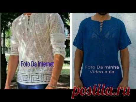 Camisa masculina de crochê tamanho M parte 2