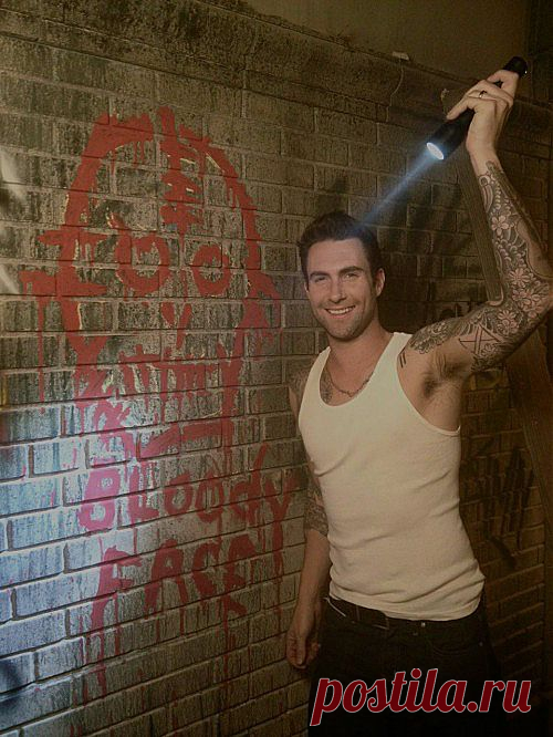 Адам Левин, солист группы Maroon 5, на съёмках "Американской истории ужасов".