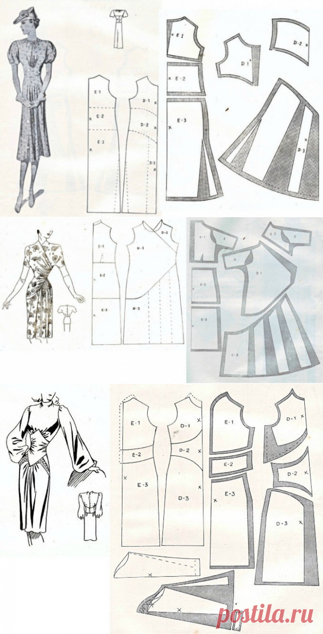 Выкройки ретро-платьев