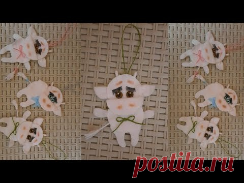 Поделка из ватных дисков, проще не бывает! Бычок за 5 минут!