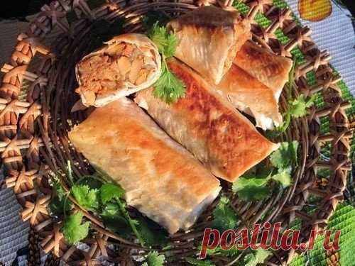 Как приготовить блинчики из лаваша с грибами и сыром - рецепт, ингредиенты и фотографии