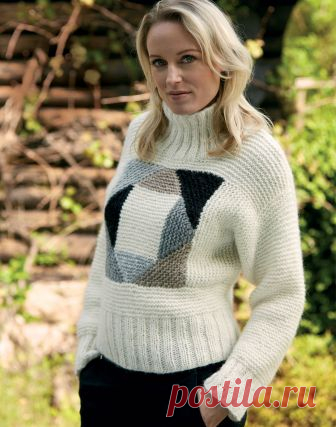 Белый свитер с графическим декором - Verena.ru