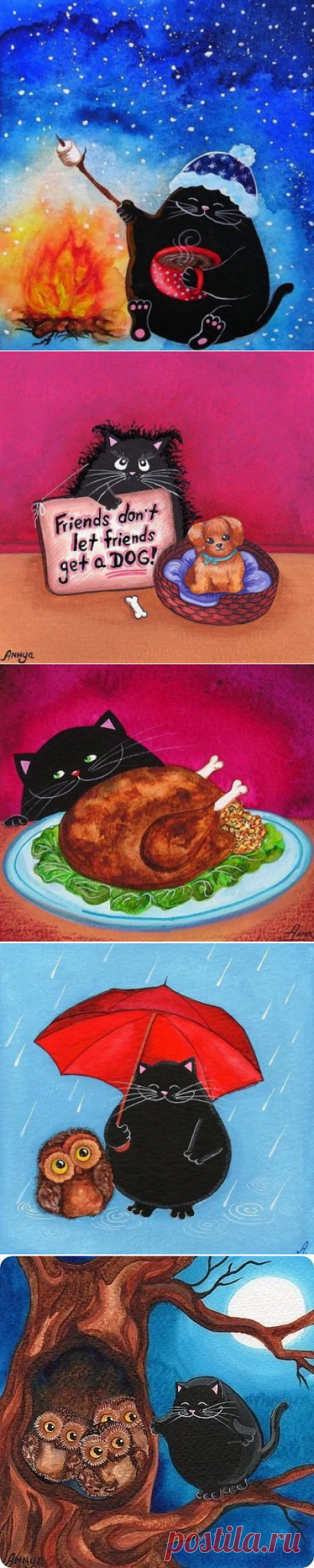 Любовь к черному коту.Художник Аnnya Djachiachvili.
