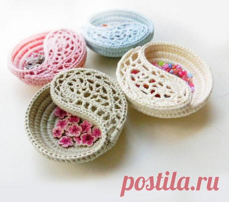 Вязаные чаши на основе из шнура | Лаборатория домашнего хозяйства