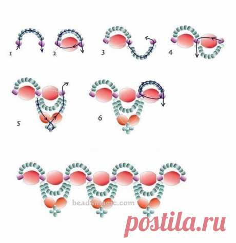 Ожерелья из бисера и бусин. Схемы плетения.