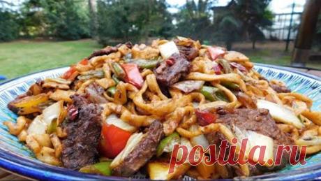 Безумно вкусный ЖАРЕННЫЙ ЛАГМАН! Ленивый Лагман такой рецепт только на МОЁМ КАНАЛЕ!)