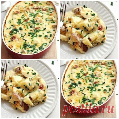 Самый вкусный картофель запеченный в духовке

Ингредиенты:
2 столовых ложки размягченного сливочного масла
6-7 маленьких картофелин
1/2 стакана молока
1,5 стакана жирных сливок
2 столовых ложки муки
3-5 зубчиков чеснока, выдавить
1 чайная ложка соли
перец
1,5 стакана тертого сыра (в оригинале - чеддер)
зеленый лук, мелко порубить

Приготовление:
Нагрейте духовку до 200 градусов. Форму для запекания смажьте сливочным маслом. Картофель нарежьте и выложите в блюдо для запекан...