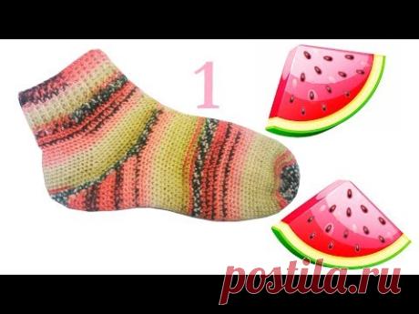 1 Носки крючком Мастер класс Crochet socks