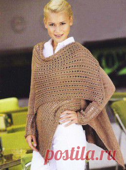 Вязание крючком и спицами - Жакет свободного покроя с уголками