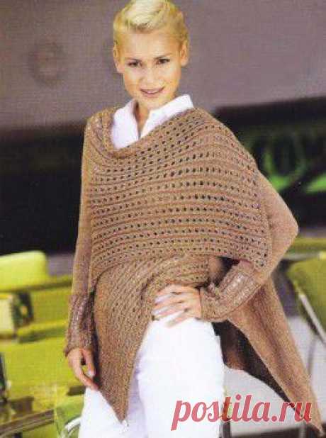 Вязание крючком и спицами - Жакет свободного покроя с уголками