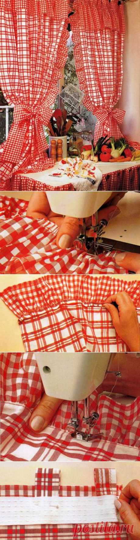 Как сшить шторы своими руками: кухонные занавески на петлях с воланами. Пошаговое описание + выкройка.