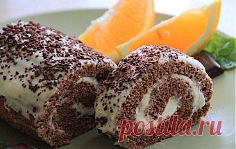 Шоколадно-апельсиновый рулет / Пироги и пирожки / TVCook: пошаговые рецепты c фото
