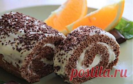Шоколадно-апельсиновый рулет / Пироги и пирожки / TVCook: пошаговые рецепты c фото