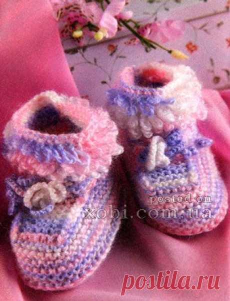 пинетки из меланжевой пряжи