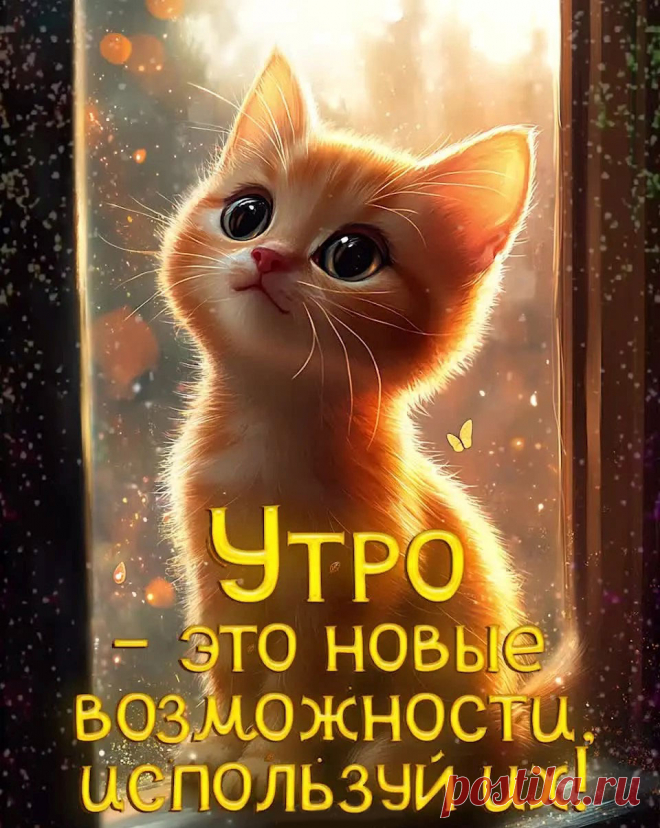 Доброе утро картинка с котиком