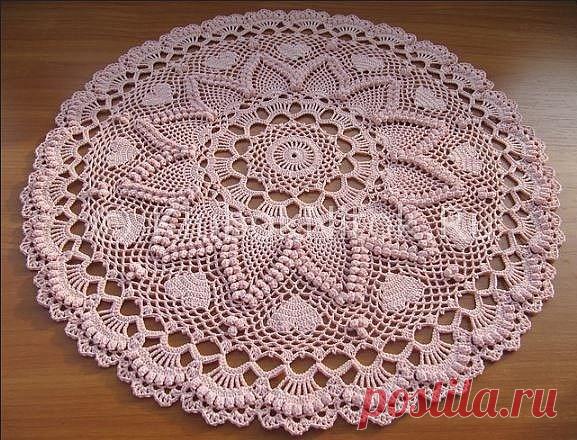 Красивая салфетка с ажурным узором и пышными столбиками (Вязание крючком) — Журнал Вдохновение Рукодельницы
