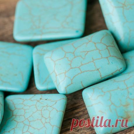 Кабошон бирюза синтетическая, прямоугольный, цвет античный голубой, 25x18x6.5 мм :: Crystal's - интернет-магазин бусин и фурнитуры