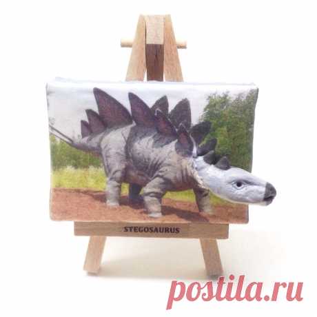 Stegosaurus emerging from miniature canvas Emergesaurus | Etsy