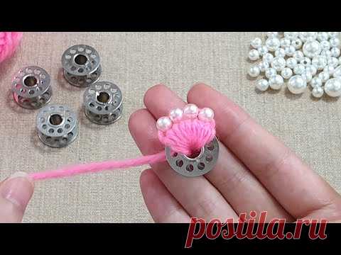 Super Easy Flower Making Idea with Woolen - Amazing Hand Embroidery Flower Design Trick -Sewing Hack