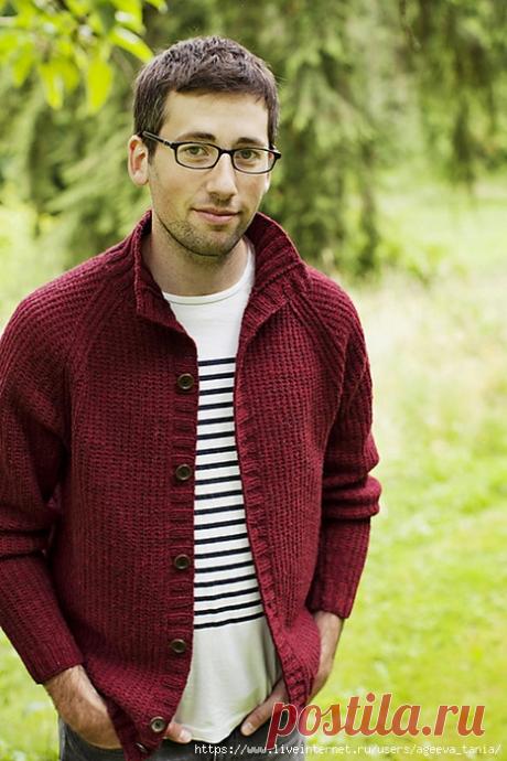 Мужской кардиган спицами