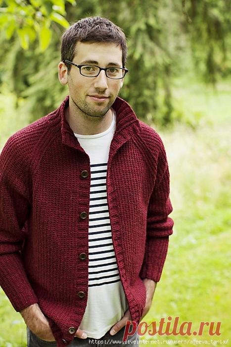 Мужской кардиган спицами