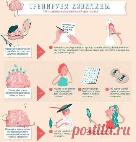 Тренируем извилины. 14 полезных упражнений для мозга.