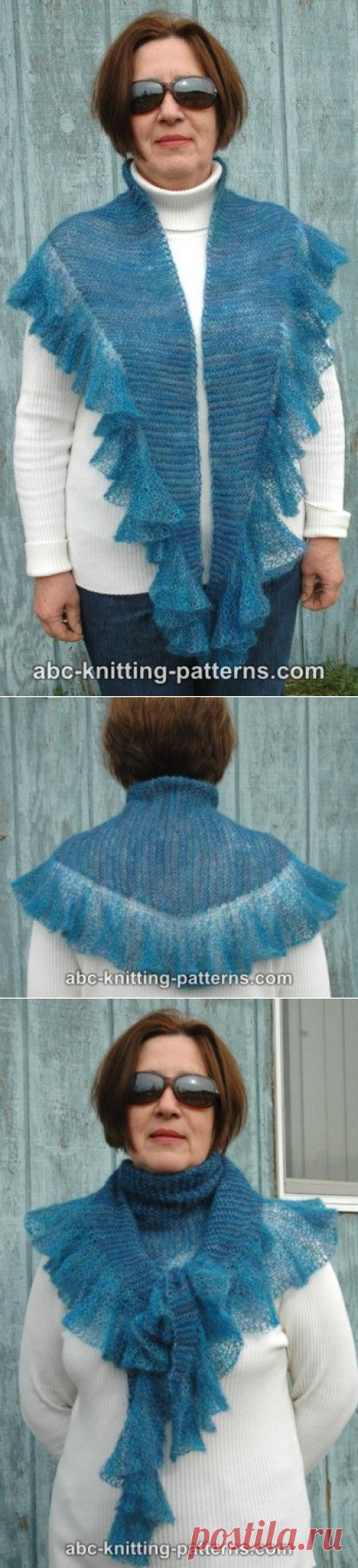 ABC Knitting Patterns - Blue Dreams Small Ruffle Shawl