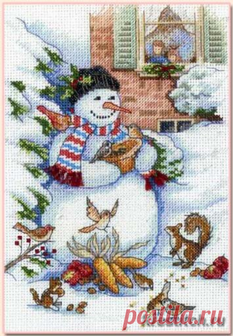 Snowman and Friends - Снеговик и друзья (арт. 08801 Dimensions) набор для вышивания крестом купить в Stitch и Крестик