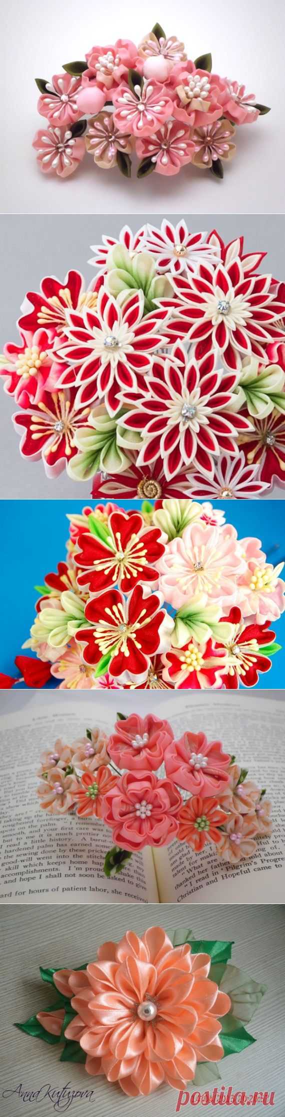 tsumami kanzashi - безумно красивые украшения из лент и ткани!