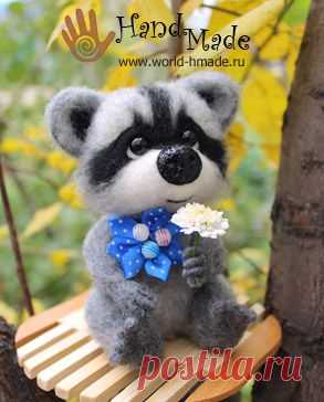 Игрушка "Енот" в технике сухого валяния. Мастер-класс.