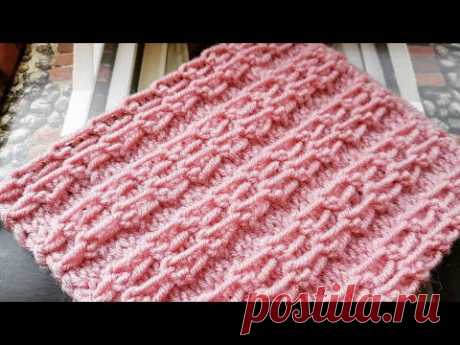Вяжем поперечный объёмный узор ✔ knitting pattern.