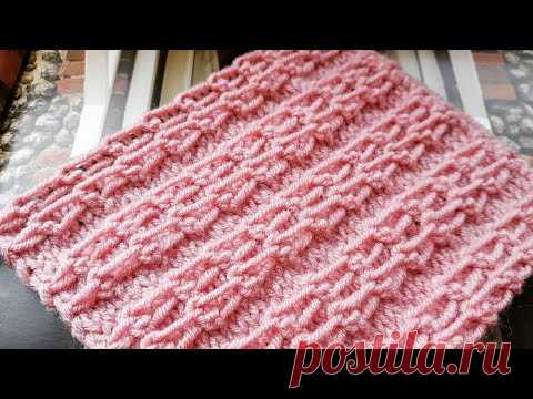Вяжем поперечный объёмный узор ✔ knitting pattern.